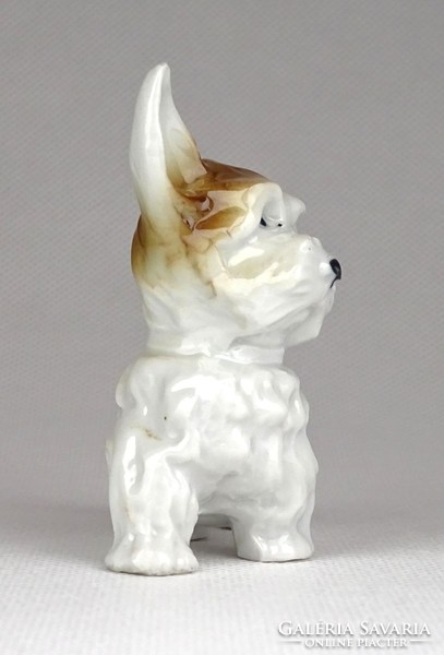 1C614 Régi Wagner & Apel fülelő porcelán kutya 7 cm