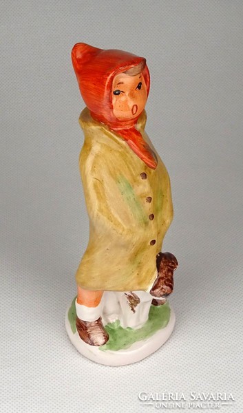 1D042 Régi Iparművész KSZ kerámia figura kislány foxival