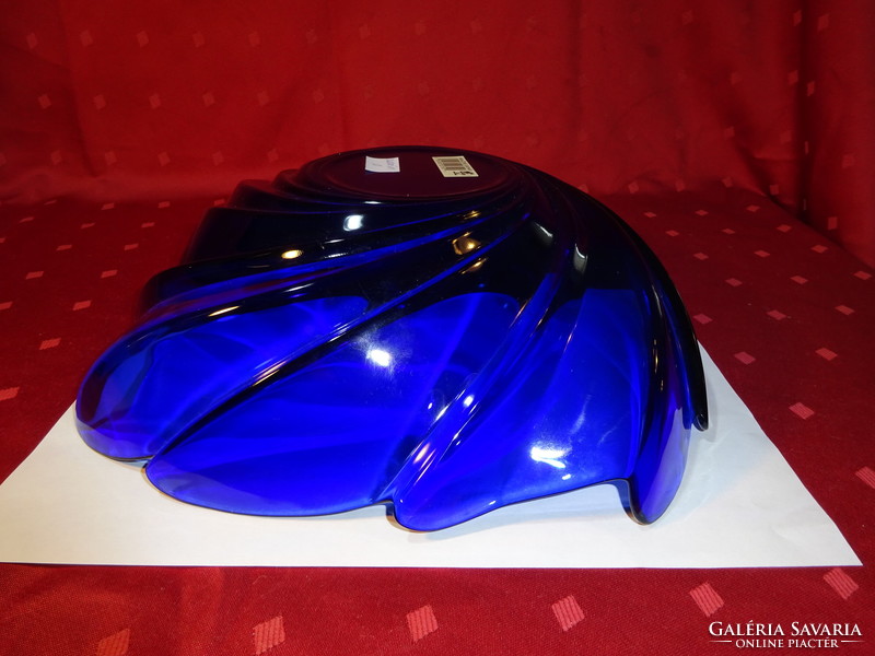 Blue glass bowl with serving zigzag edge, size 28 x 28 x 9 cm. He has!