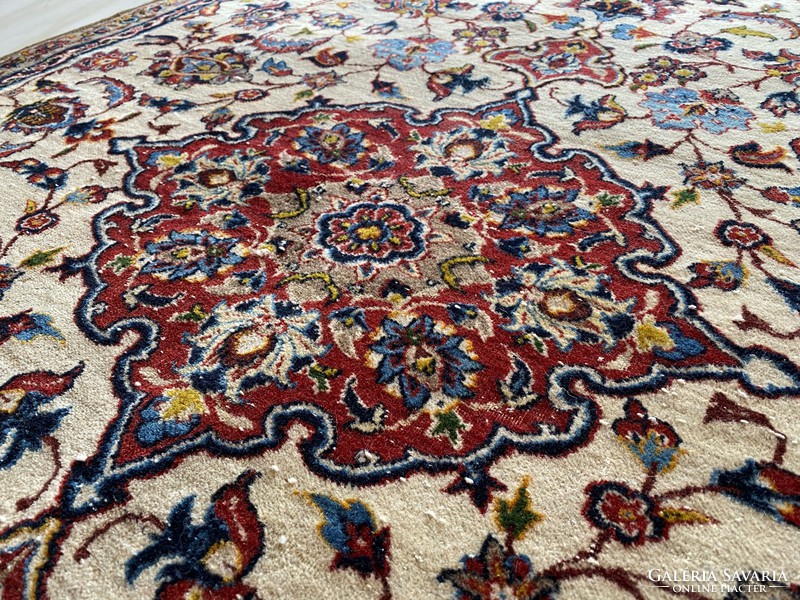 Hand-knotted antique Isfahan Persian carpet 106x180