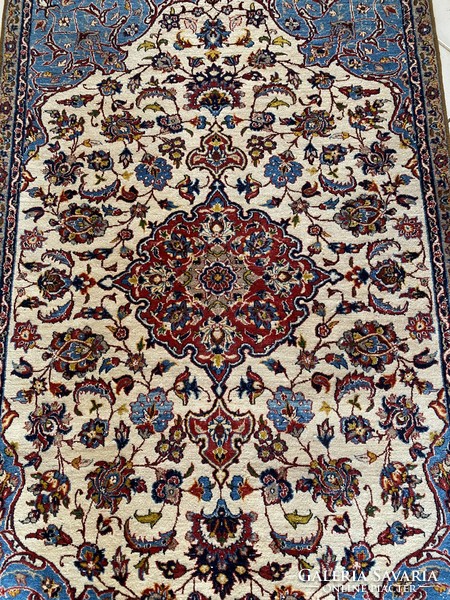 Hand-knotted antique Isfahan Persian carpet 106x180
