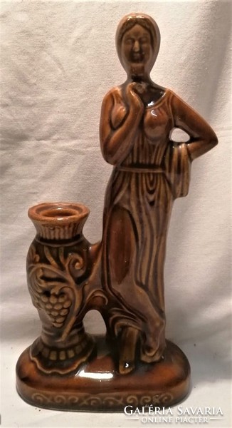 Dimensional sculpture, figurine with female figure vase, glazed ceramic, flawless