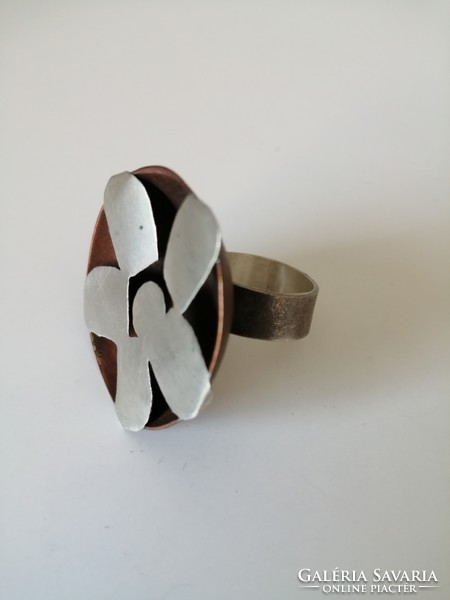 Ezüst virág kézműves gyűrű