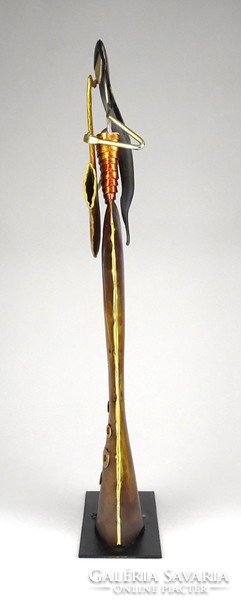1D146 Iparművész darab szaxofonozó lány fém szobor 37 cm