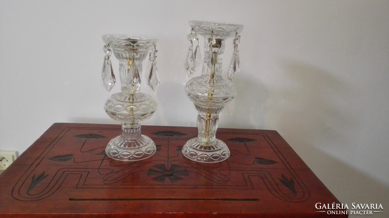 Two wonderful Czech crystal table candlesticks
