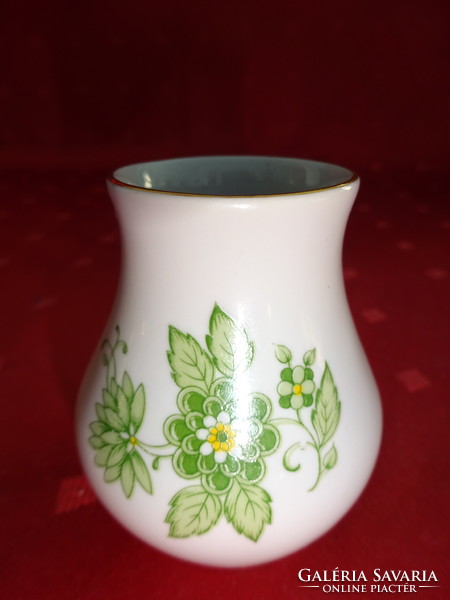 Aquincum porcelán, zöld mintás mini váza, magassága 6,5 cm. Vanneki! Jókai..
