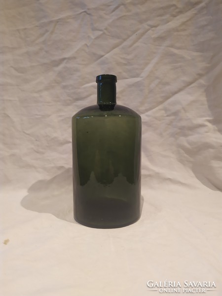 Antique green kores rt budapest embossed ink glass bottle