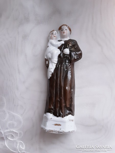 Antique 10 cm hand painted porcelain holy antal statue