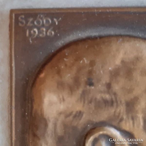 Sződy solid: bronze plaque of Béla Sebő on a marble slab, 1936.