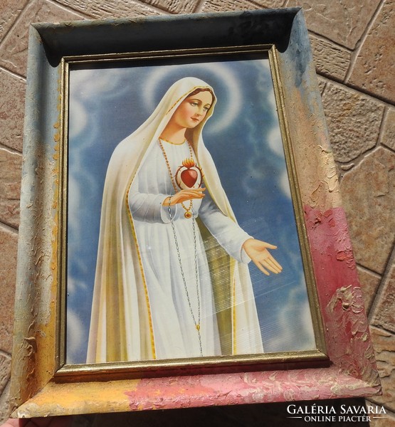 Szűz Mária a szentlélekkel - kegykép érdekes keretben