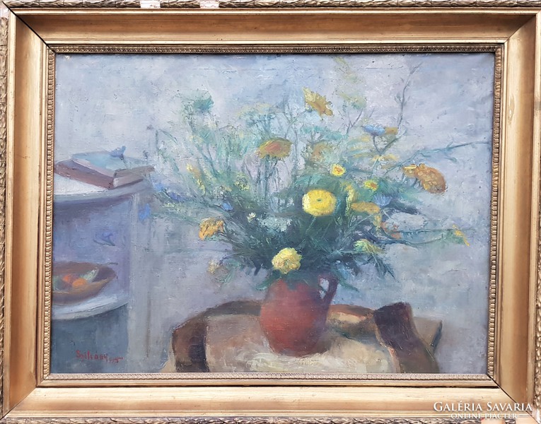 Margit Szilvássy 1955 / still life with flowers