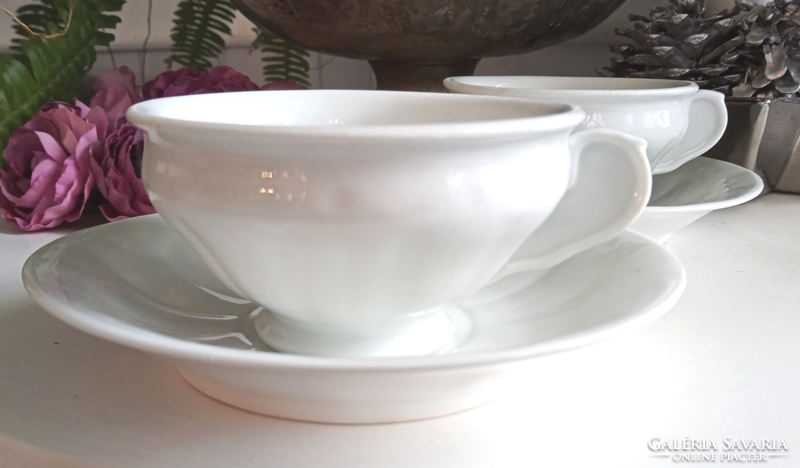 Antik fehér vastag porcelán nagy csésze párban 