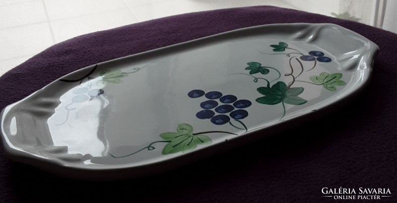 Herend majolica hand-painted 24 cm sandwich plate with grape pattern - village pottery