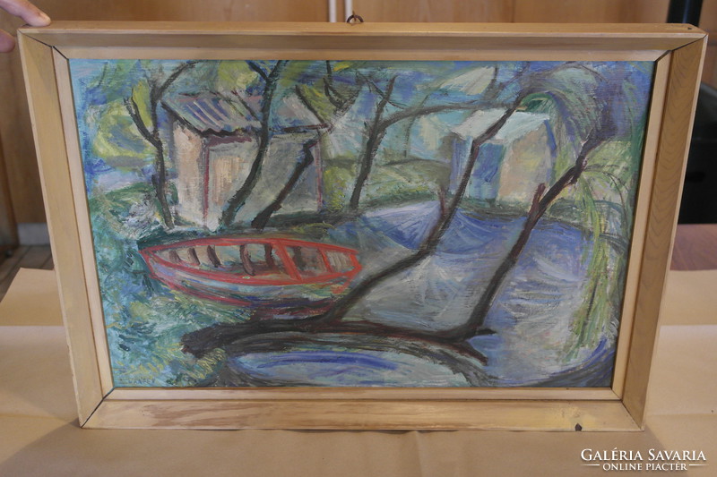 Mária Zsuráffy - landscape with a boat