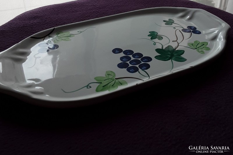 Herend majolica hand-painted 24 cm sandwich plate with grape pattern - village pottery