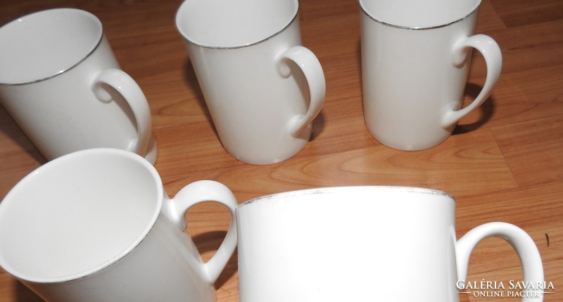 Silver-striped white marked tmb cocoa mug set _ 6 pcs