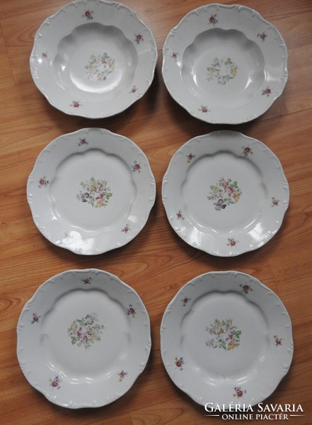 Old Zsolnay plate set - 4 flat and 2 deep plates