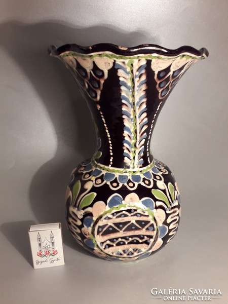 Large antique János Lází hmv un. Ceramic vase with a goblet mouth