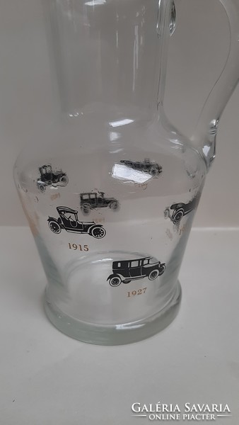 4257 - Ritka üveg kancsó, General Motors logóval és autóik képeivel - gyűjtői darab