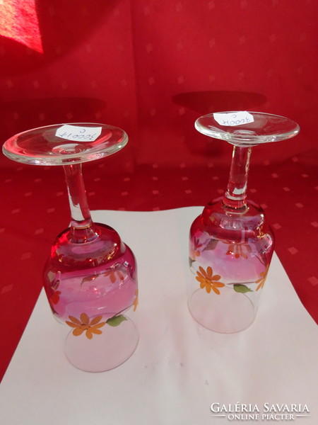 Hand-painted crystal, stemmed wine glass, height 14.5 cm. 2 pcs for sale together. Vanneki!