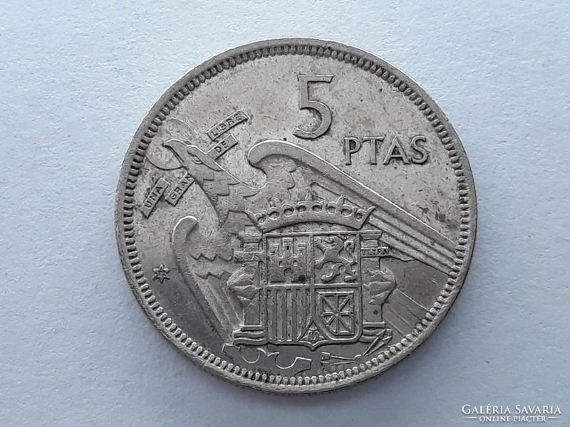 Spanyol 5 Pezeta 1957 érme - Spanyolország 5 Pesetas, ptas külföldi pénzérme