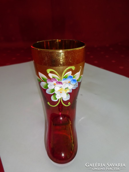 Red bottle, hand-painted boots with gold trim, height 8 cm, with Salzburg inscription. He has!