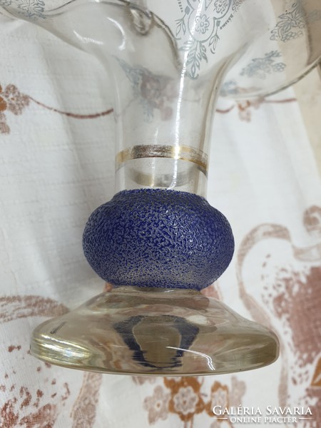 0N021 Régi fújt üveg kosár, kézzel festett  25 cm eladó!