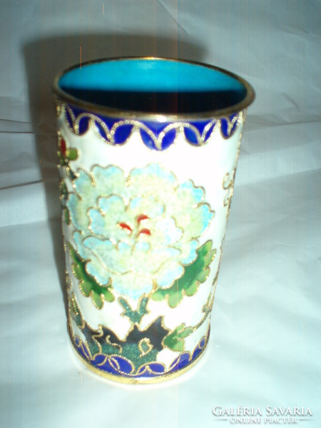 Vintage split enamel small vase.