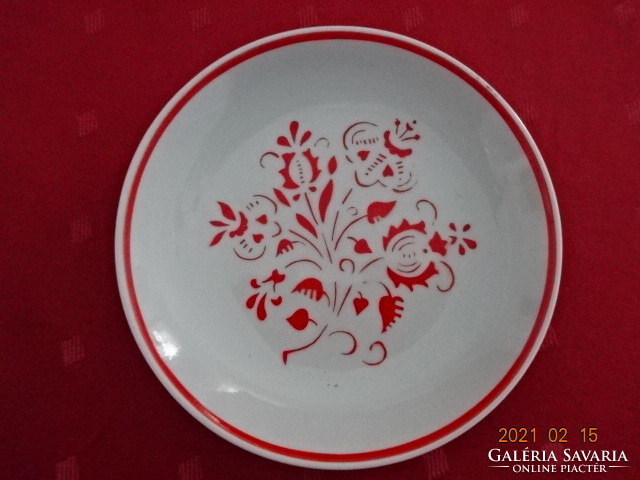 Hollóház porcelain, red floral wall plate, diameter 15 cm. He has!