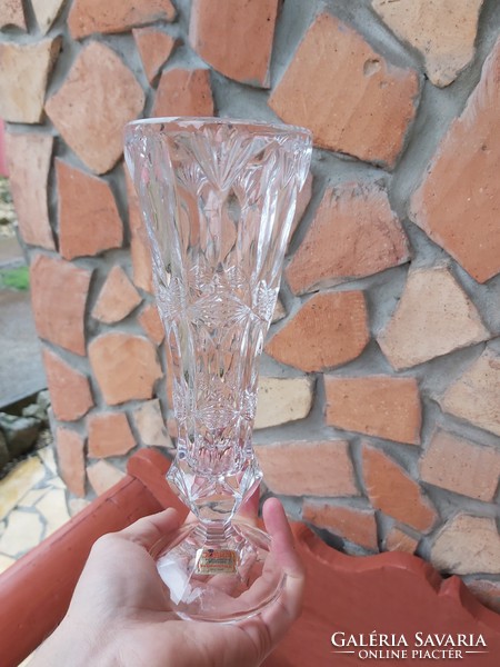 23 cm magas Gyönyörű Kristály  Bleikristall váza, Gyűjtői szép, váza
