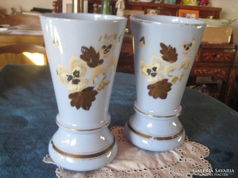 A pair of glass vases, made using a traditional, broken process, hand-painted, also sold individually