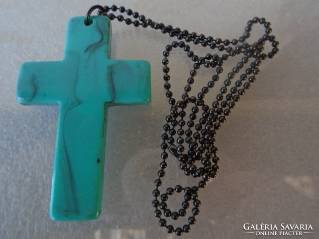 Larger size turquoise? Cross with its own chain, new product, also an excellent gift, 5.8 x 4.5 x 0.6 cm