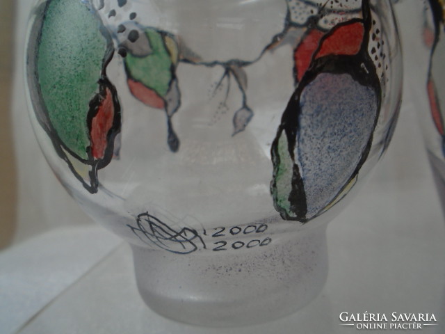 Tiffany? szett 1 nagyobb váza és két kisebb minden darab mester jelzettek vitrin állapotban100% hd