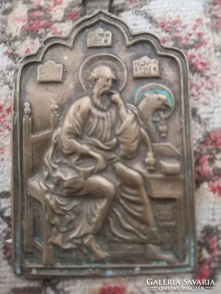 ANTIK OROSZ bronz ikon JÁNOS evangelista mandylion 18/19század