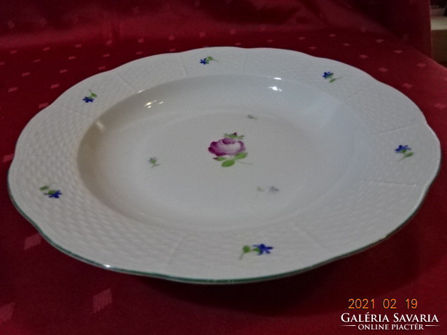 Herend porcelain, rose patterned deep plate with green border. He has!