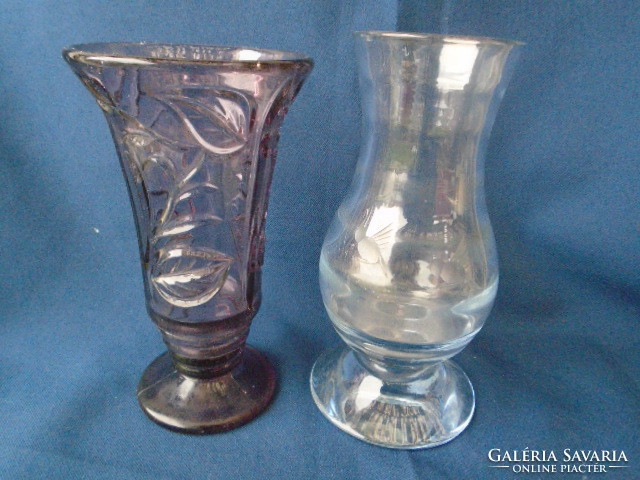 2 antique crystal vases decorated with light blue birds come from another French country