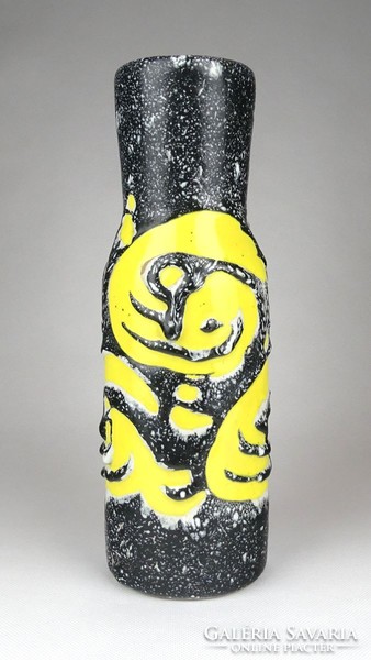 1D269 Retro formatervezett iparművészeti sárga szürke kerámia váza 27 cm