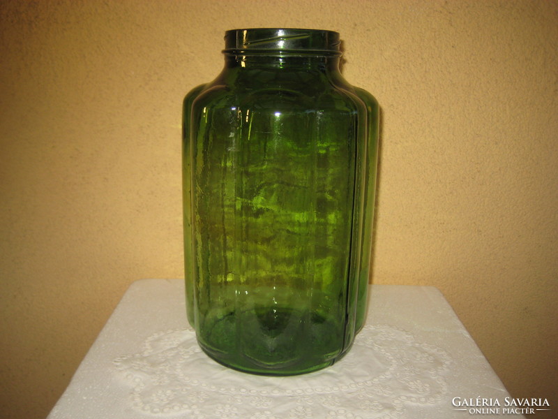 Green ribbed glass, nice condition, 16 x 30 cm in rare colors