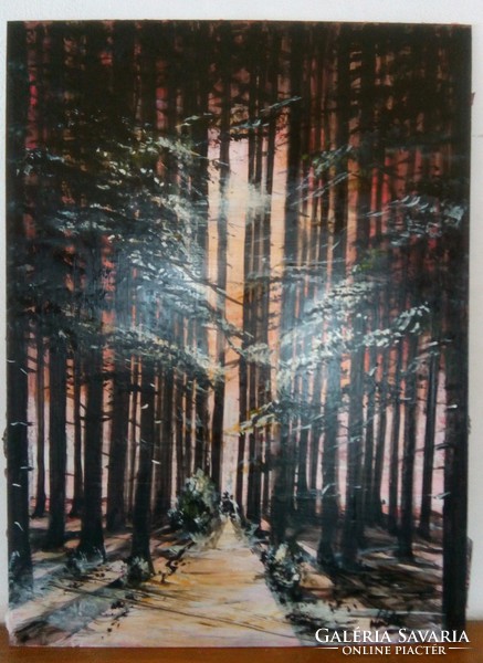 "Téli csend"Festmény farostlemezen 40 54cm