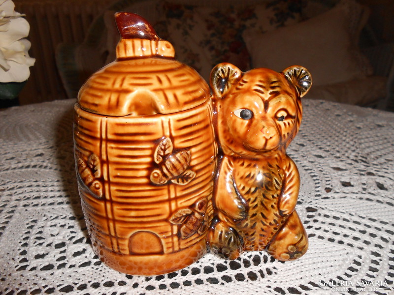 Ceramic teddy bear honey holder