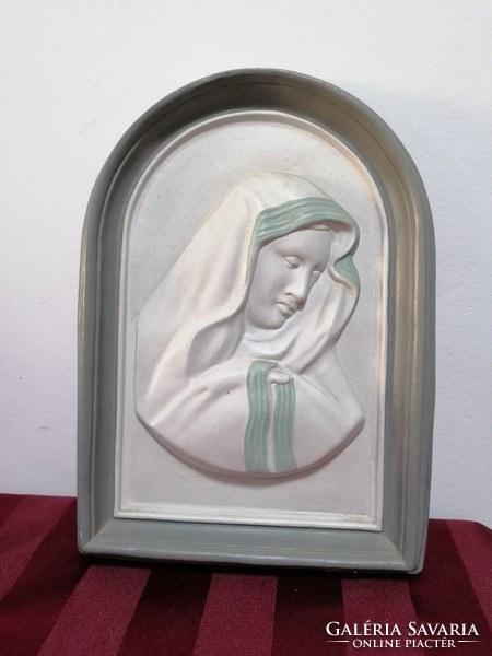 Szűz Mária fali dísz gipsz alkotás, kegytárgy