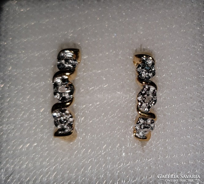 Gyémánt drágaköves   sterling ezüst 14K aranyozott /925/ füli -új