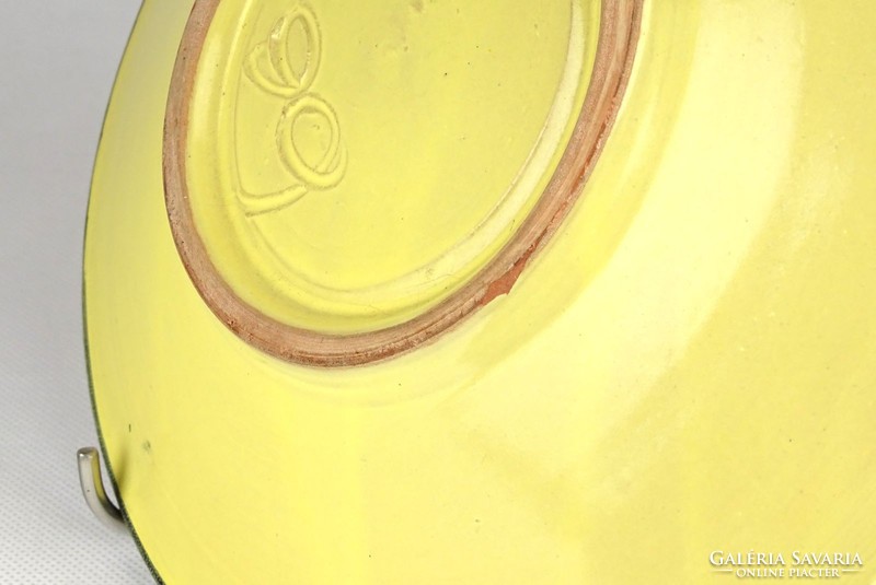 1D315 Retro piros sárga iparművészeti kerámia falitál 21.5 cm