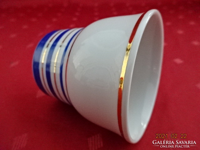 Hollóházi porcelán kék/arany csíkos boros pohár, magassága 6,5 cm. Vanneki!