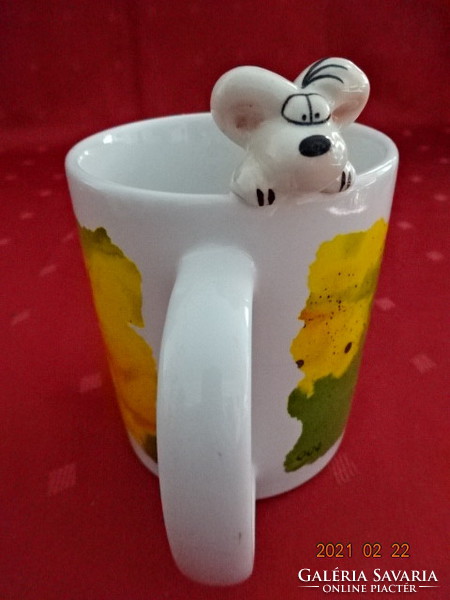 German porcelain cup with diddl mouse figure, height 9.5 cm. He has!