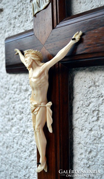 58. Antik, CSONT Jézus Krisztus (15 cm hatalmas méretek!)  40 cm-es feszület, impozáns