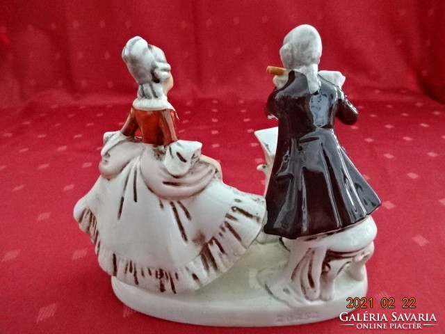German porcelain figure, musical baroque pair, height 13 cm. He has!