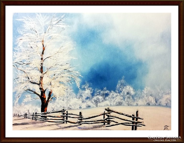 Cinnabar - frosty calm (30 x 40, oil, new frame)