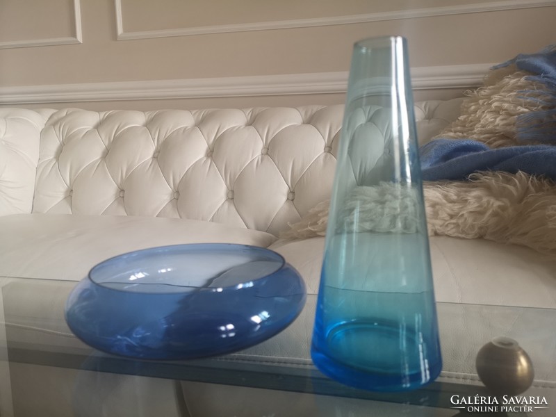 Blue decorative glasses, centerpiece, decor vase, 2 pcs