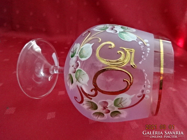 Rózsaszín üveg, koktélos pohár 50. női évfordulóra, magassága 13,5 cm. Vanneki!